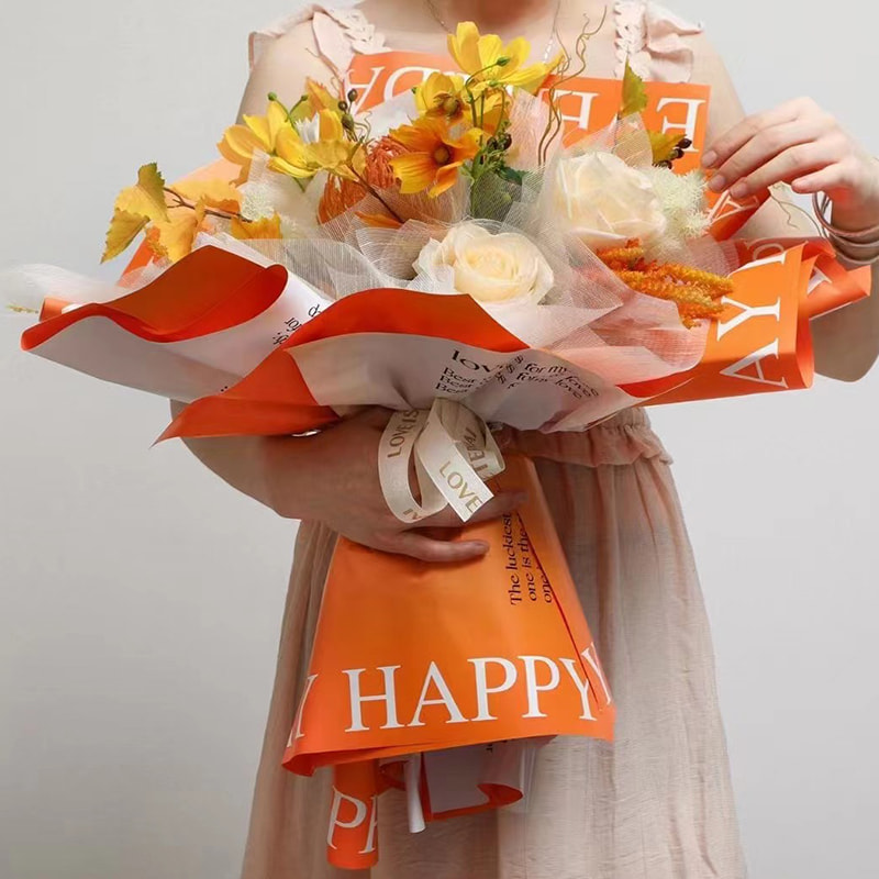MYHC-38 INS ইংরেজি গ্রেডিয়েন্ট Bopp Cowhide Flowers Rapping Paper
