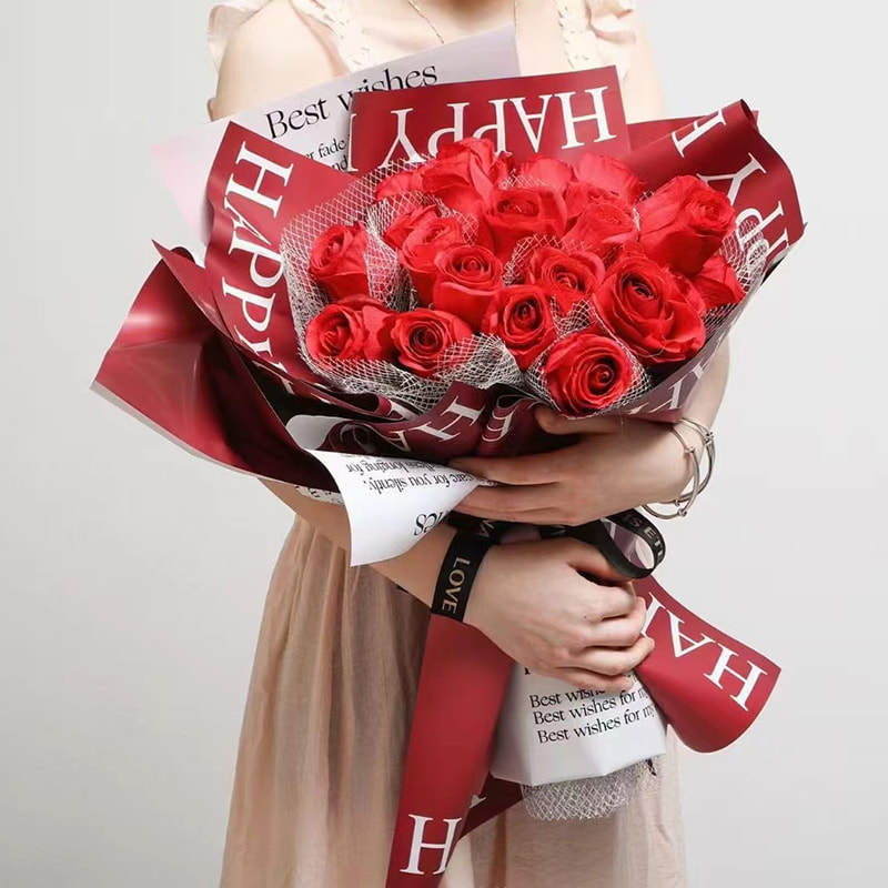 MYHC-38 INS ইংরেজি গ্রেডিয়েন্ট Bopp Cowhide Flowers Rapping Paper