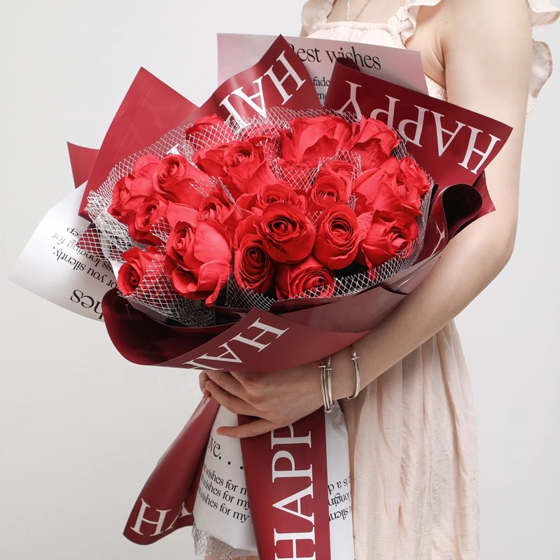 MYHC-38 INS ইংরেজি গ্রেডিয়েন্ট Bopp Cowhide Flowers Rapping Paper