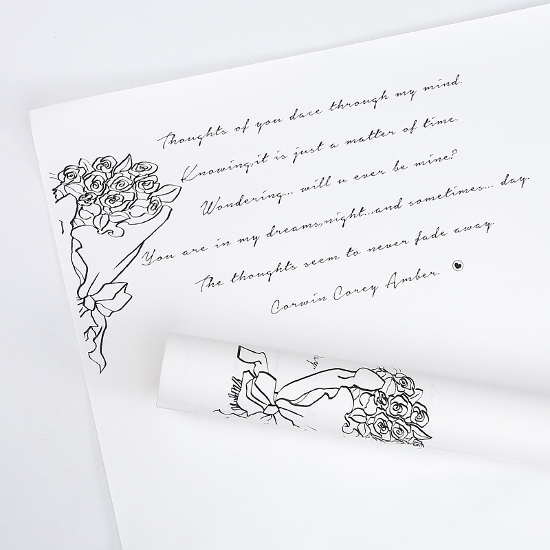  MYHC-43 French Romantic Monochrome Cowhide Flower Packaging Film