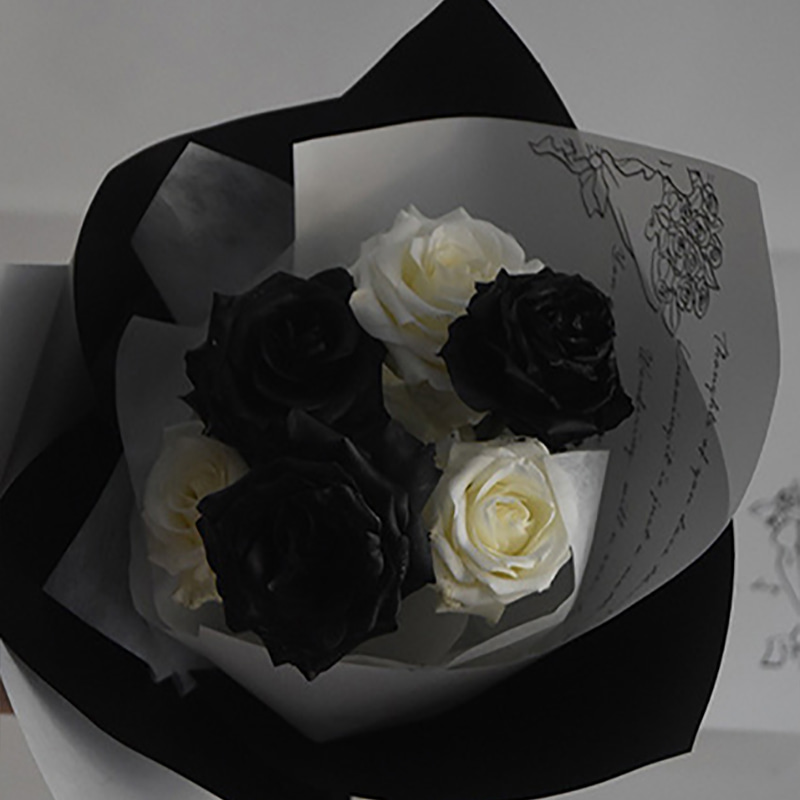  MYHC-43 French Romantic Monochrome Cowhide Flower Packaging Film