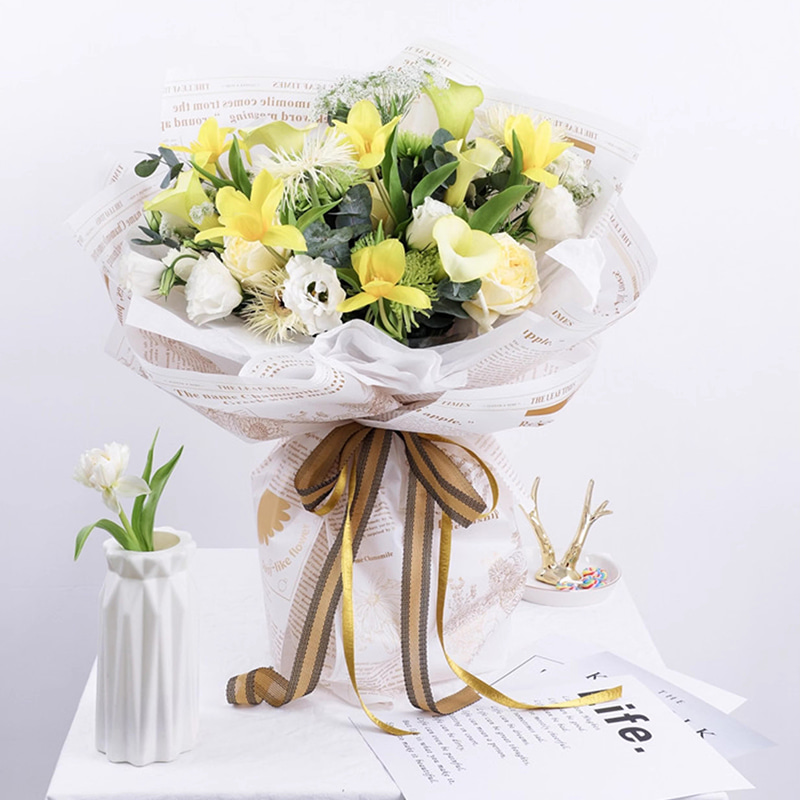 MYHC-52 হার্ব গোল্ডেন লাইট ম্যাট ফিল্ম 57×57cm (±2cm) প্লাস্টিক ফ্লাওয়ার প্যাকেজিং ফিল্ম