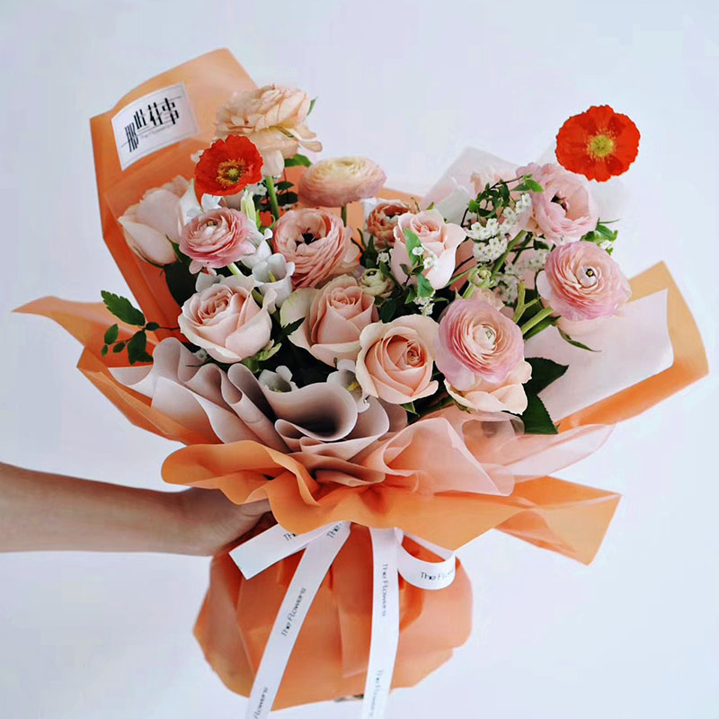 ম্যাট কঠিন রঙের স্বচ্ছ ফুলের মোড়ানো কাগজ